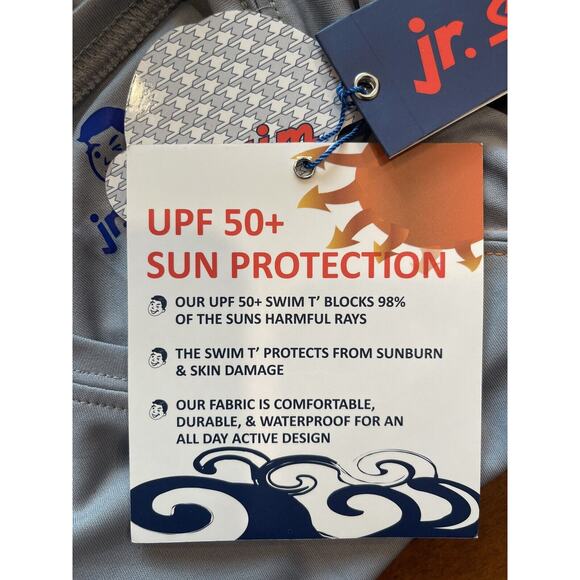 Boys Jr Swim Tee Size 4T ~ Grey/Orange UPF 50+ ✨NEW✨ Water Resistant - Picture 5 of 9